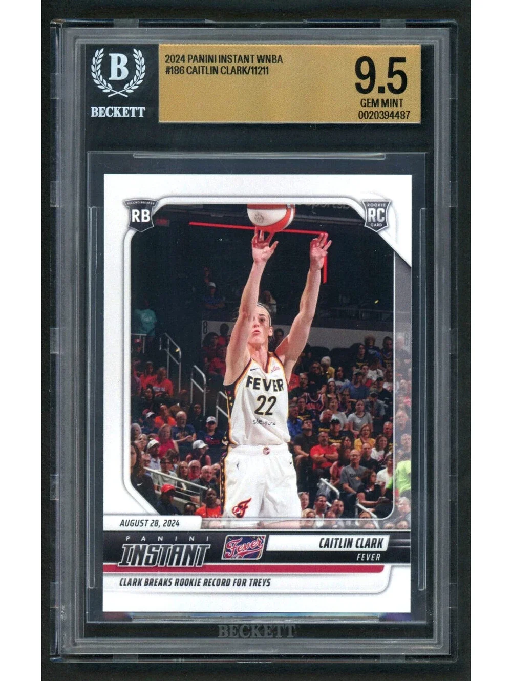 2024-25 Panini Instant Caitlin Clark #186 Rookie (RC) BGS 9.5 Gem Mt